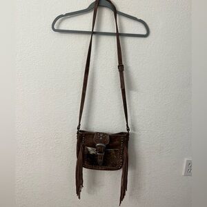 Trinity Ranch by Montana West leather hair on cowhide fringe purse